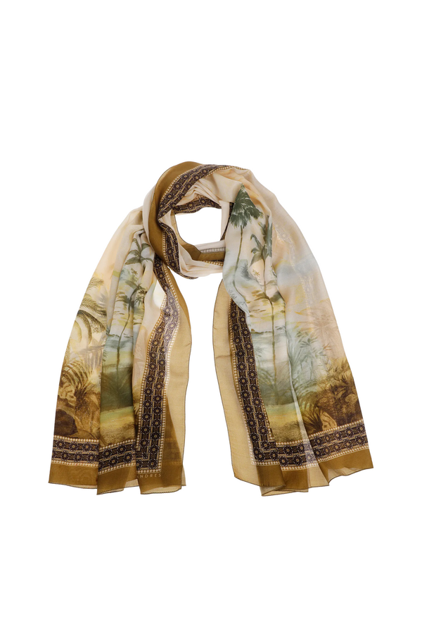 Scarf Palm Print - Misty Aqua