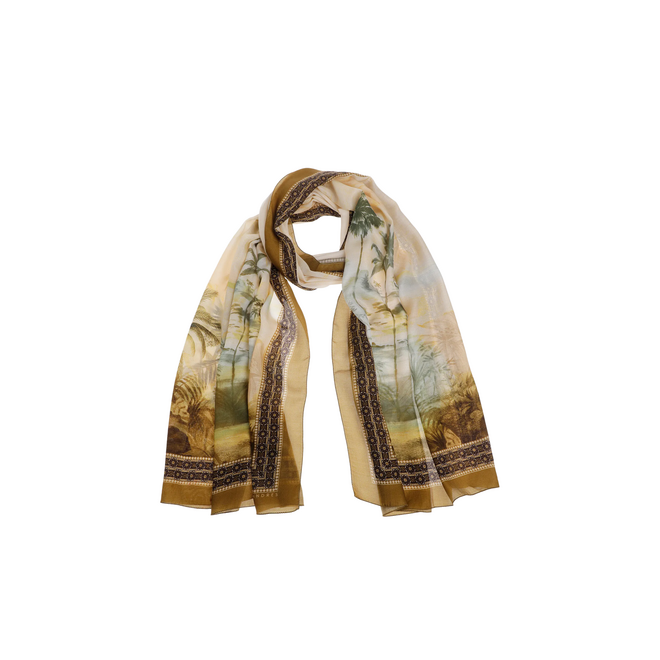 Scarf Palm Print - Misty Aqua