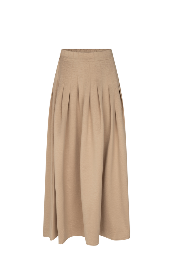 Cansu Pleated Long Skirt - Camel