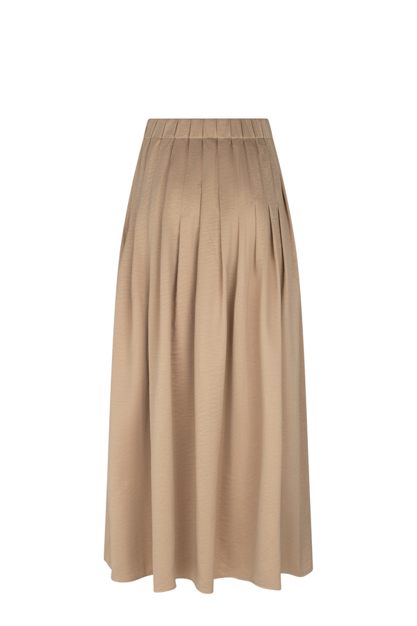 Cansu Pleated Long Skirt - Camel