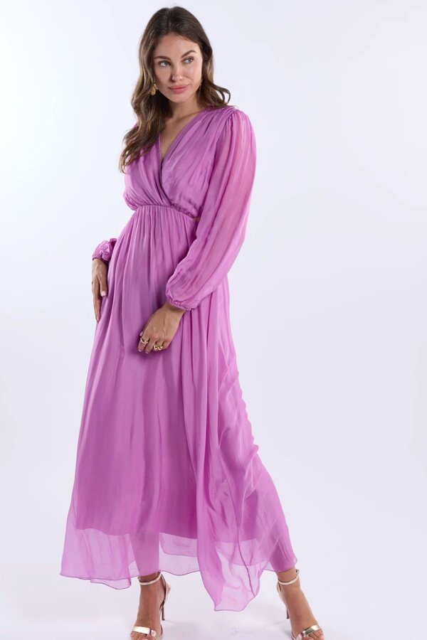 Diola Silk Dress - Pink Lemonade