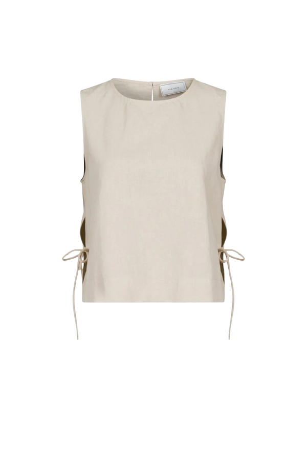 Svetlana Linen Top - Sand