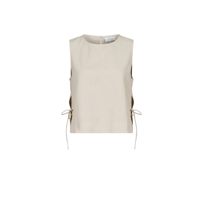 Svetlana Linen Top - Sand