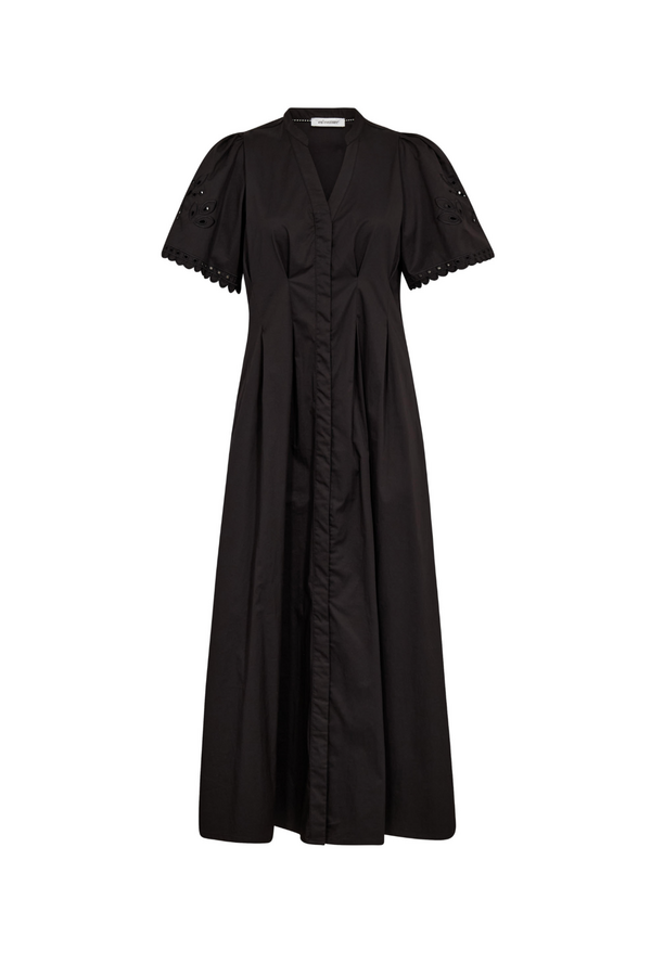 PoppyCC Emb Pleat Dress - Black