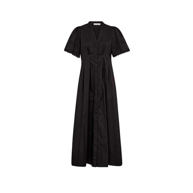 PoppyCC Emb Pleat Dress - Black