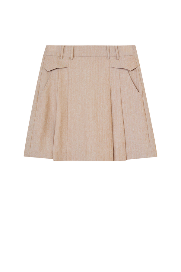 MarloCC Pocket Pleat Mini Skirt - Sand