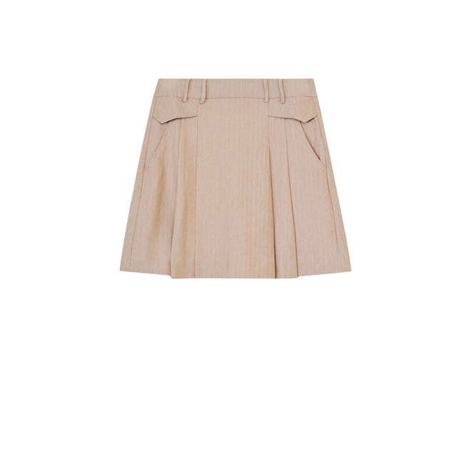 MarloCC Pocket Pleat Mini Skirt - Sand