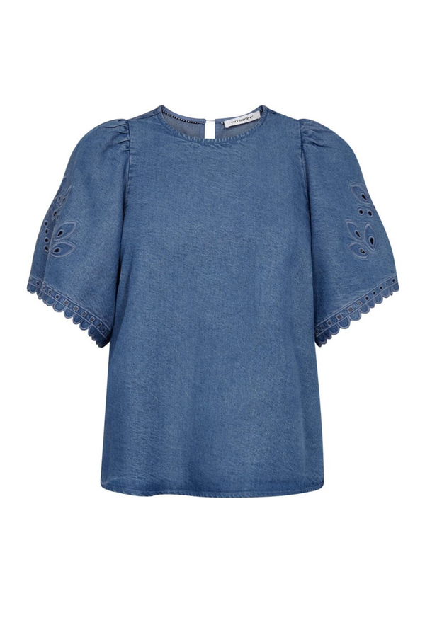 Tilly Emb Blouse - Denim Blue