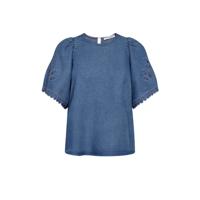 Tilly Emb Blouse - Denim Blue