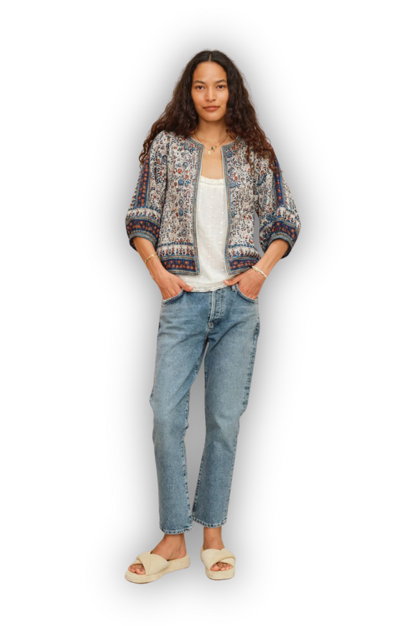 Cass Print Jacket - Indigo/Rust