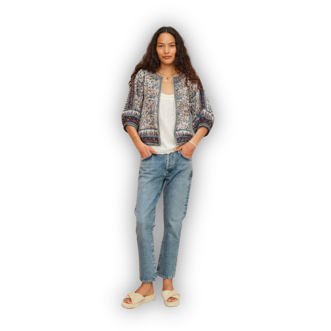 Cass Print Jacket - Indigo/Rust