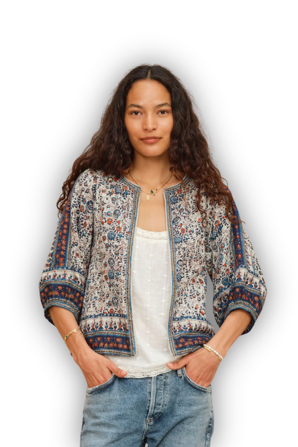 Cass Print Jacket - Indigo/Rust