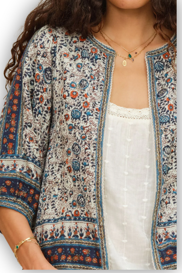 Cass Print Jacket - Indigo/Rust