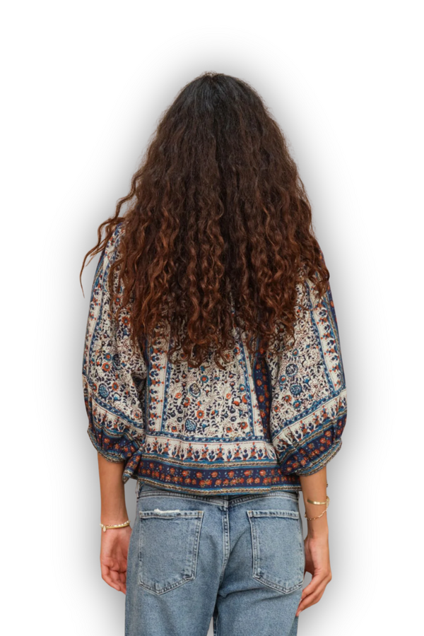 Cass Print Jacket - Indigo/Rust