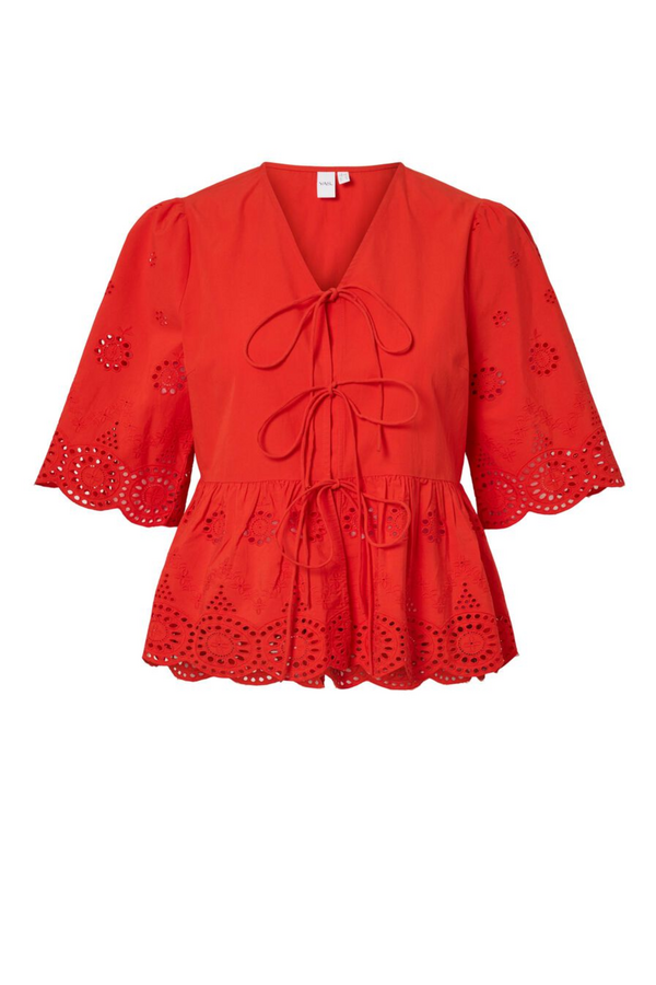 Cornelia 2/4 Tie Top - Fiery Red
