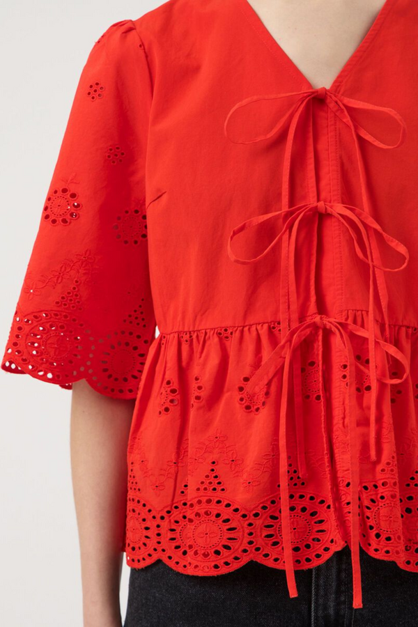 Cornelia 2/4 Tie Top - Fiery Red