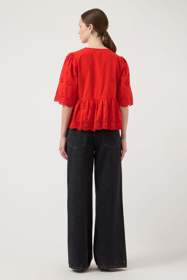 Cornelia 2/4 Tie Top - Fiery Red