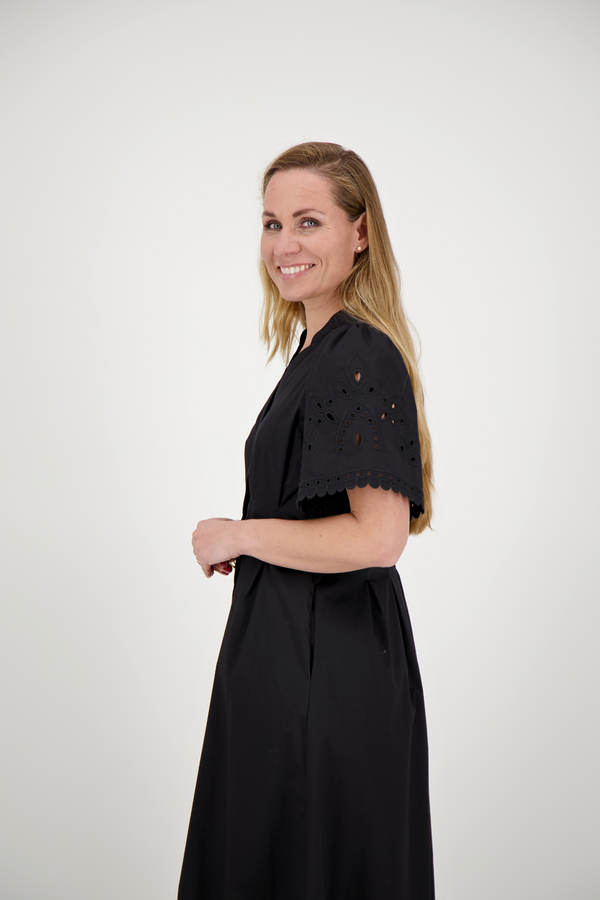 PoppyCC Emb Pleat Dress - Black