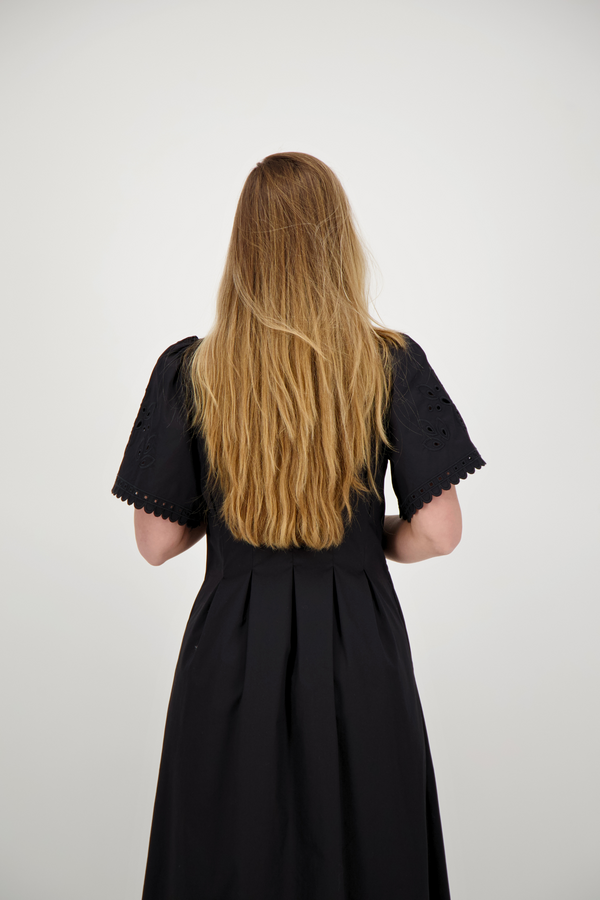 PoppyCC Emb Pleat Dress - Black