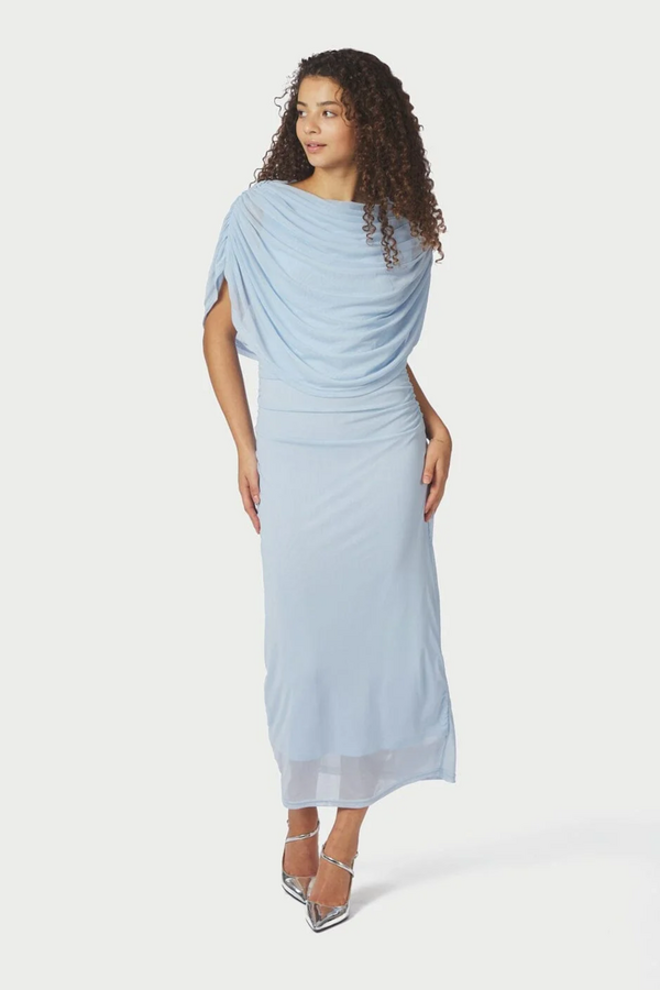 Tottuna Long Drapy Mesh Dress - Light Blue