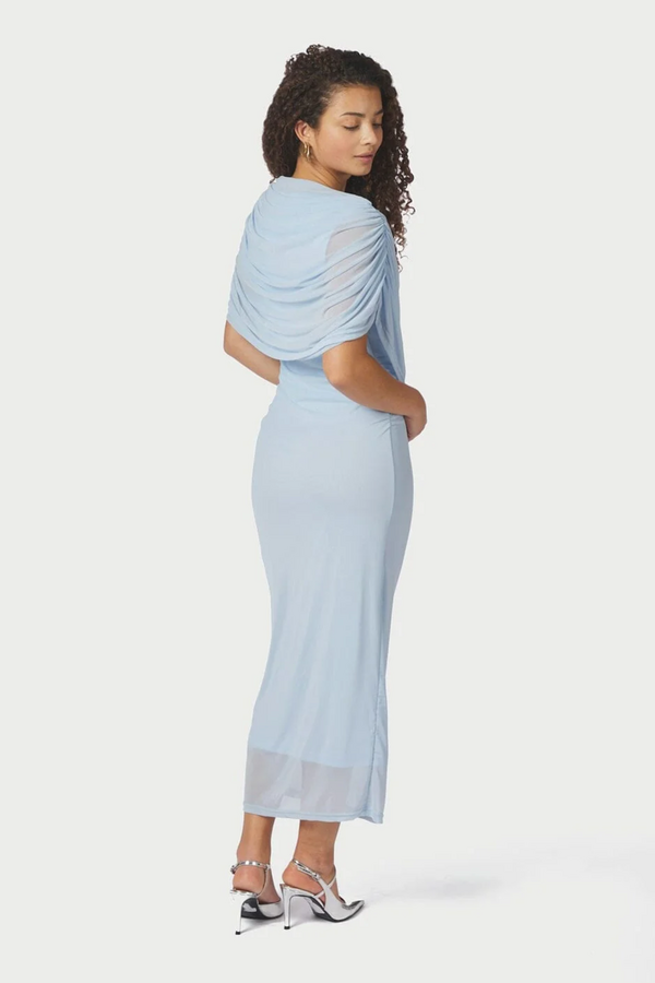 Tottuna Long Drapy Mesh Dress - Light Blue