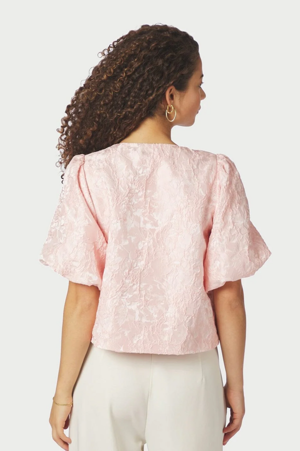 Aisa Soft Brocade Blouse - Light Pink