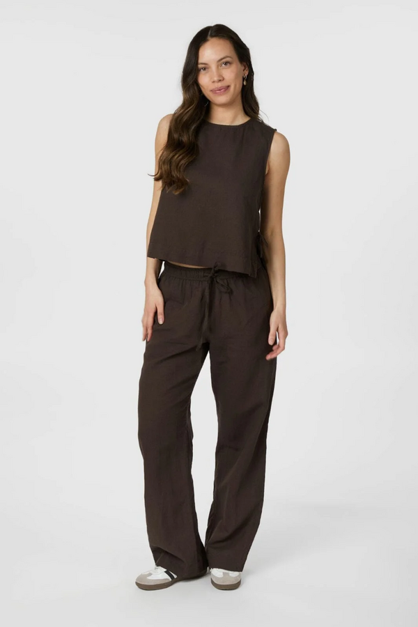 Sonar Linen Pants - Dark Brown