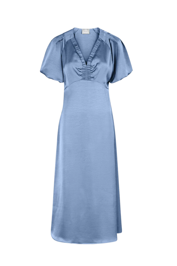 Illana Sateen Dress - Smoke Blue