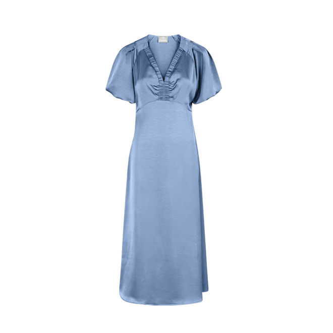 Illana Sateen Dress - Smoke Blue
