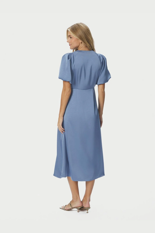 Illana Sateen Dress - Smoke Blue