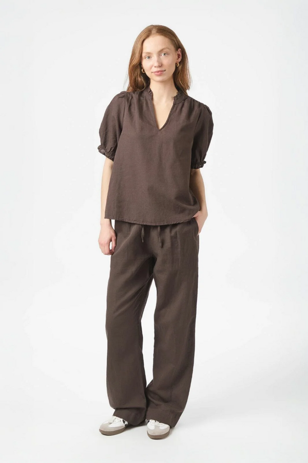 Odesa Linen Blouse - Dark Brown
