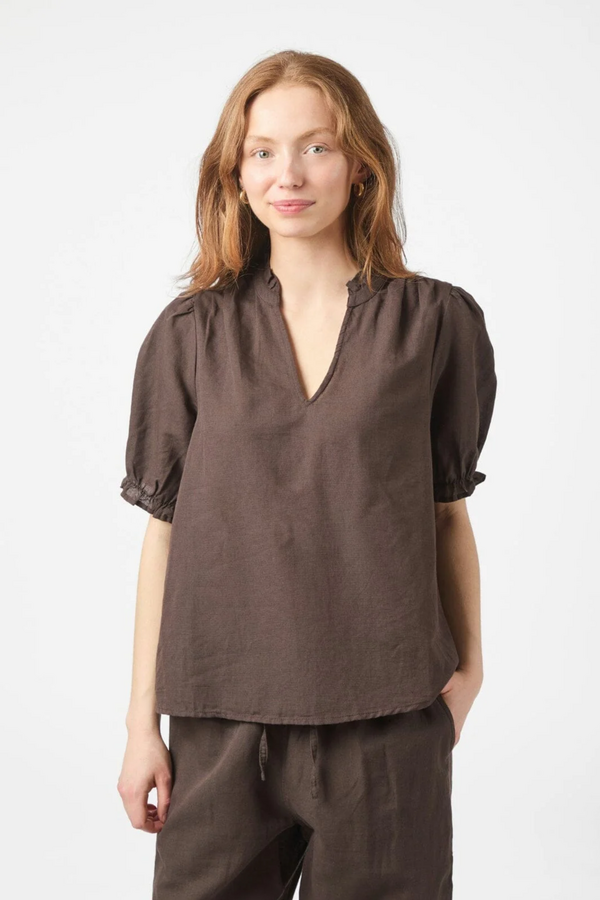 Odesa Linen Blouse - Dark Brown