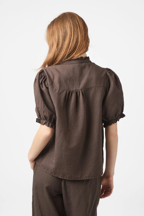 Odesa Linen Blouse - Dark Brown