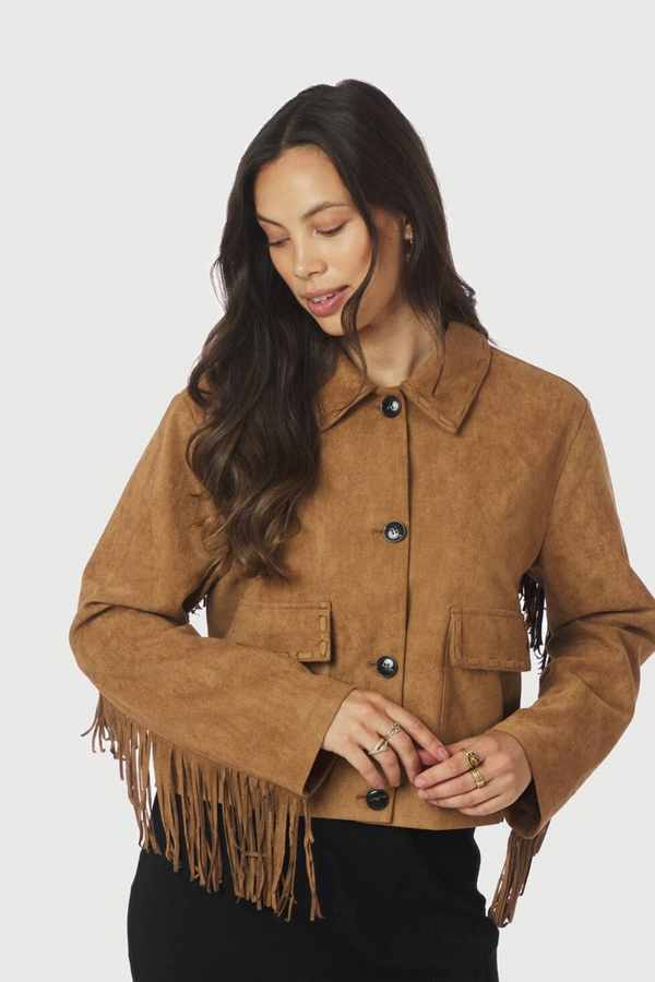 Lauron Faux Suede Jacket - Cognac