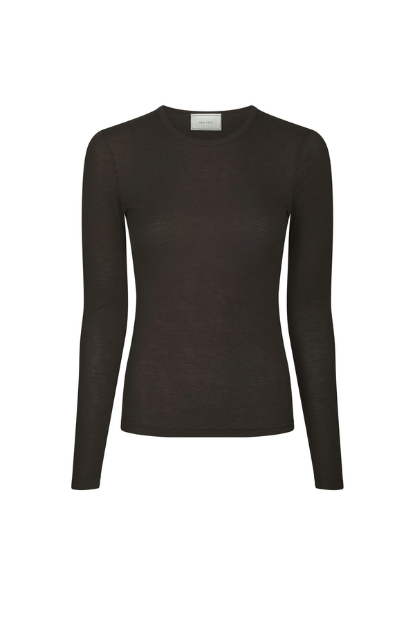 Nella Rib Blouse - Dark Brown