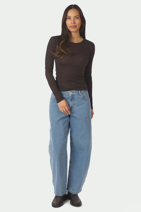 Nella Rib Blouse - Dark Brown