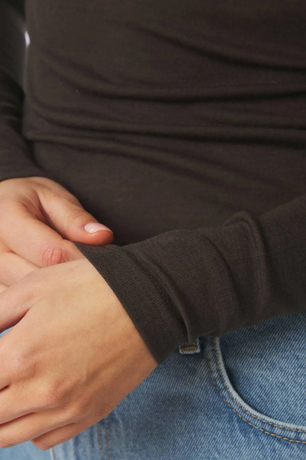 Nella Rib Blouse - Dark Brown