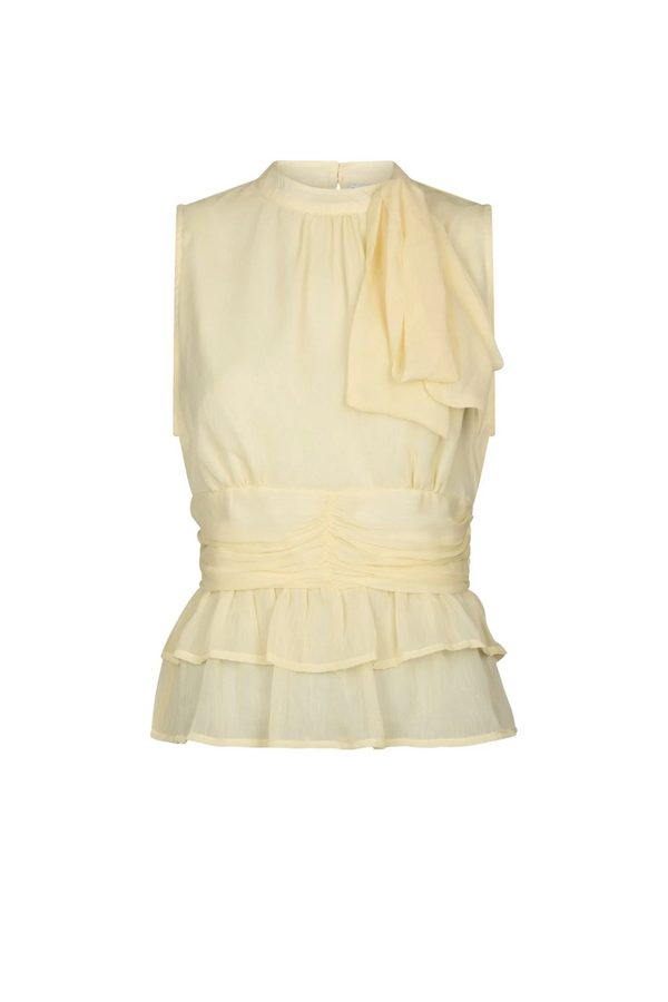 Ansol Solid Chiffon Top - Light Yellow