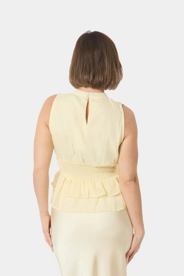 Ansol Solid Chiffon Top - Light Yellow