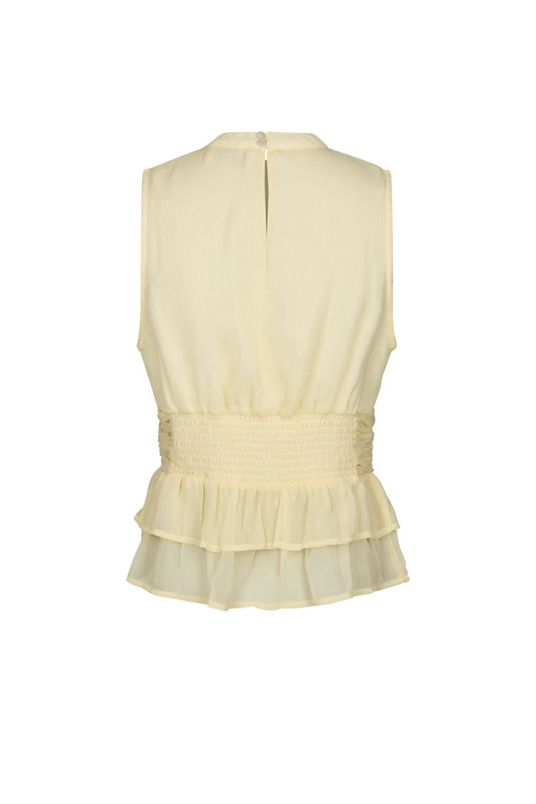 Ansol Solid Chiffon Top - Light Yellow