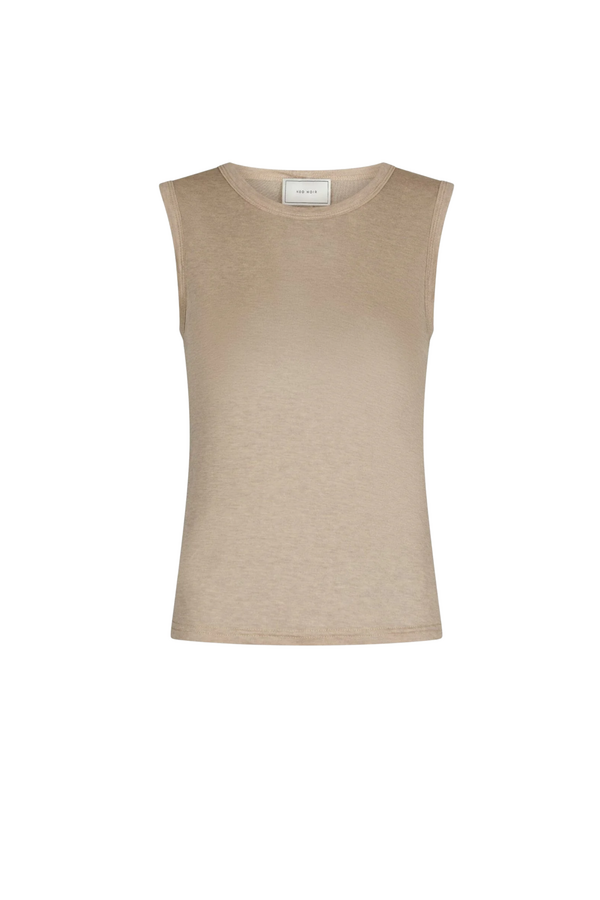 Nimbi Fine Rib Top - Beige Melange
