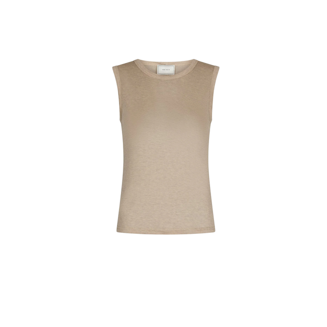 Nimbi Fine Rib Top - Beige Melange