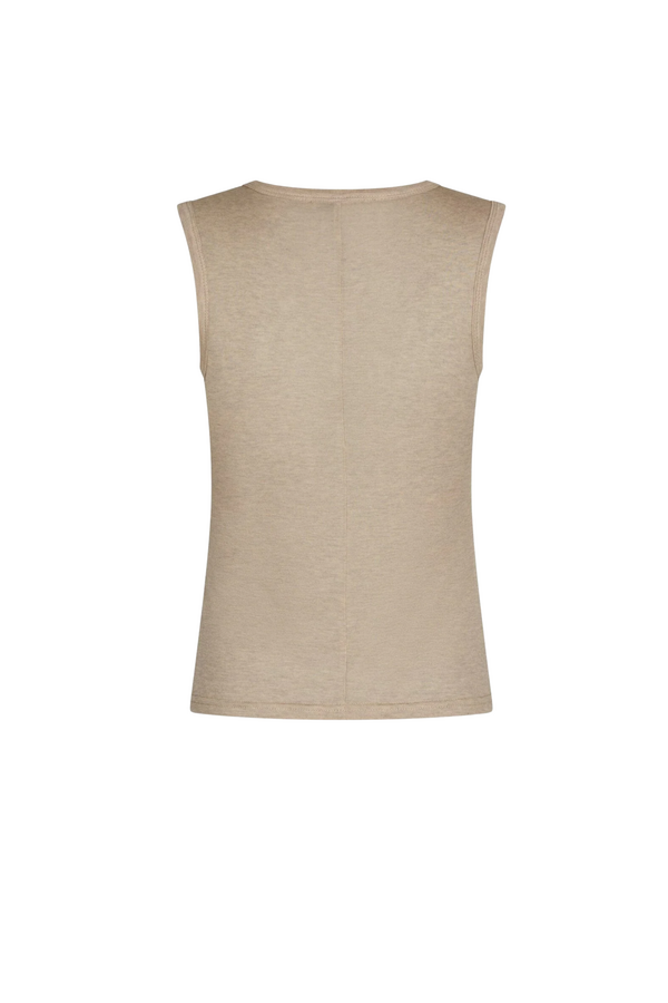 Nimbi Fine Rib Top - Beige Melange