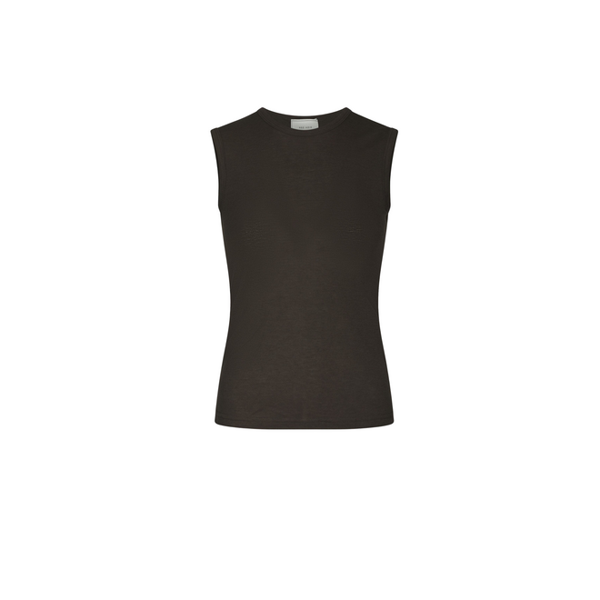 Nimbi Fine Rib Top - Dark Brown