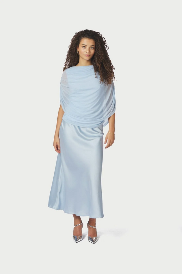 Cottuna Drapy Mesh Top - Light Blue