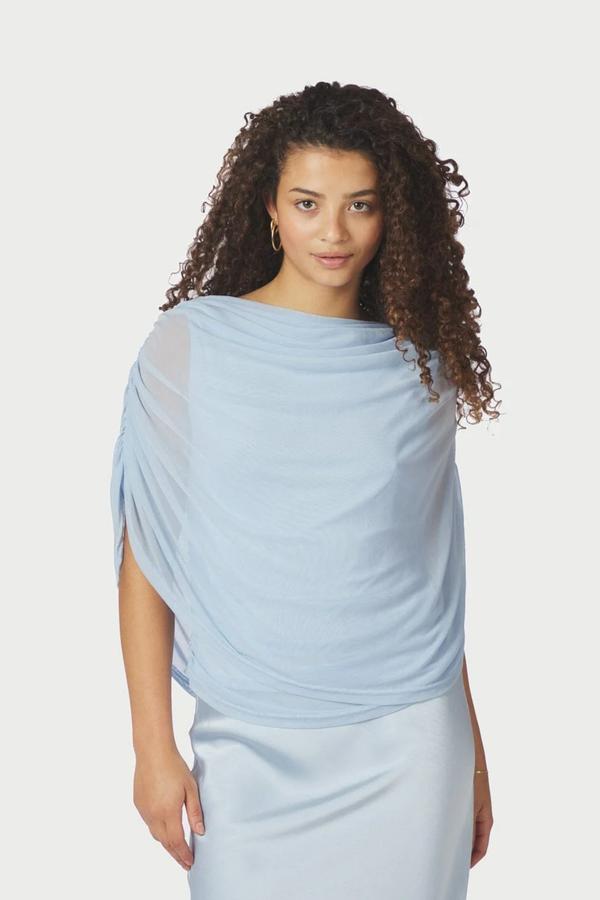 Cottuna Drapy Mesh Top - Light Blue