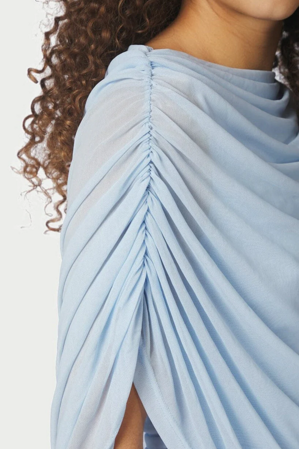 Cottuna Drapy Mesh Top - Light Blue