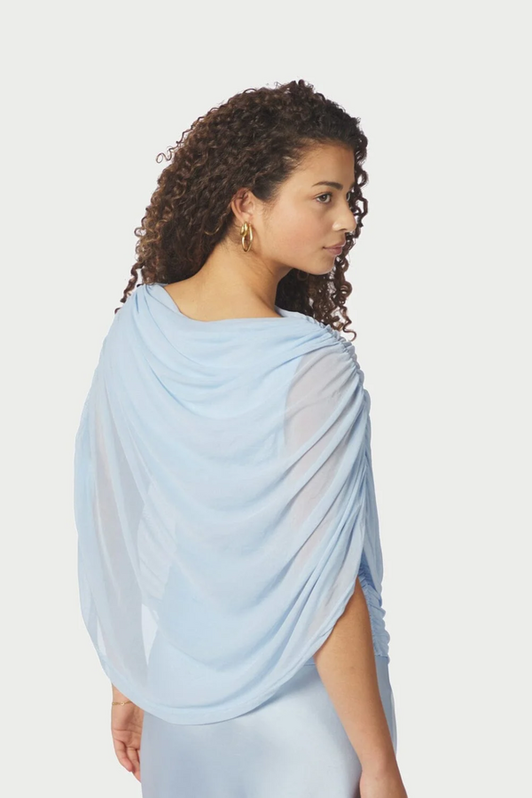 Cottuna Drapy Mesh Top - Light Blue