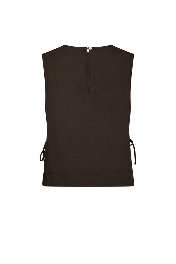 Svetlana Linen Top - Dark Brown