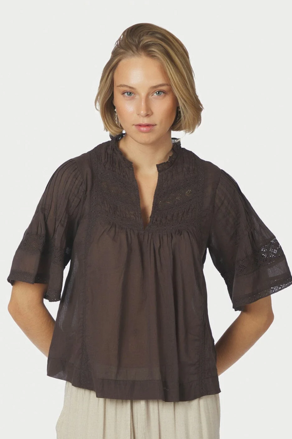 Siama Voile Blouse - Dark Brown